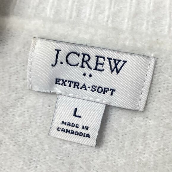 J.Crew Sweater Womens Large Color Block Crew Neck Extra Soft Knit Tan Ivory EUC - Picture 2 of 6